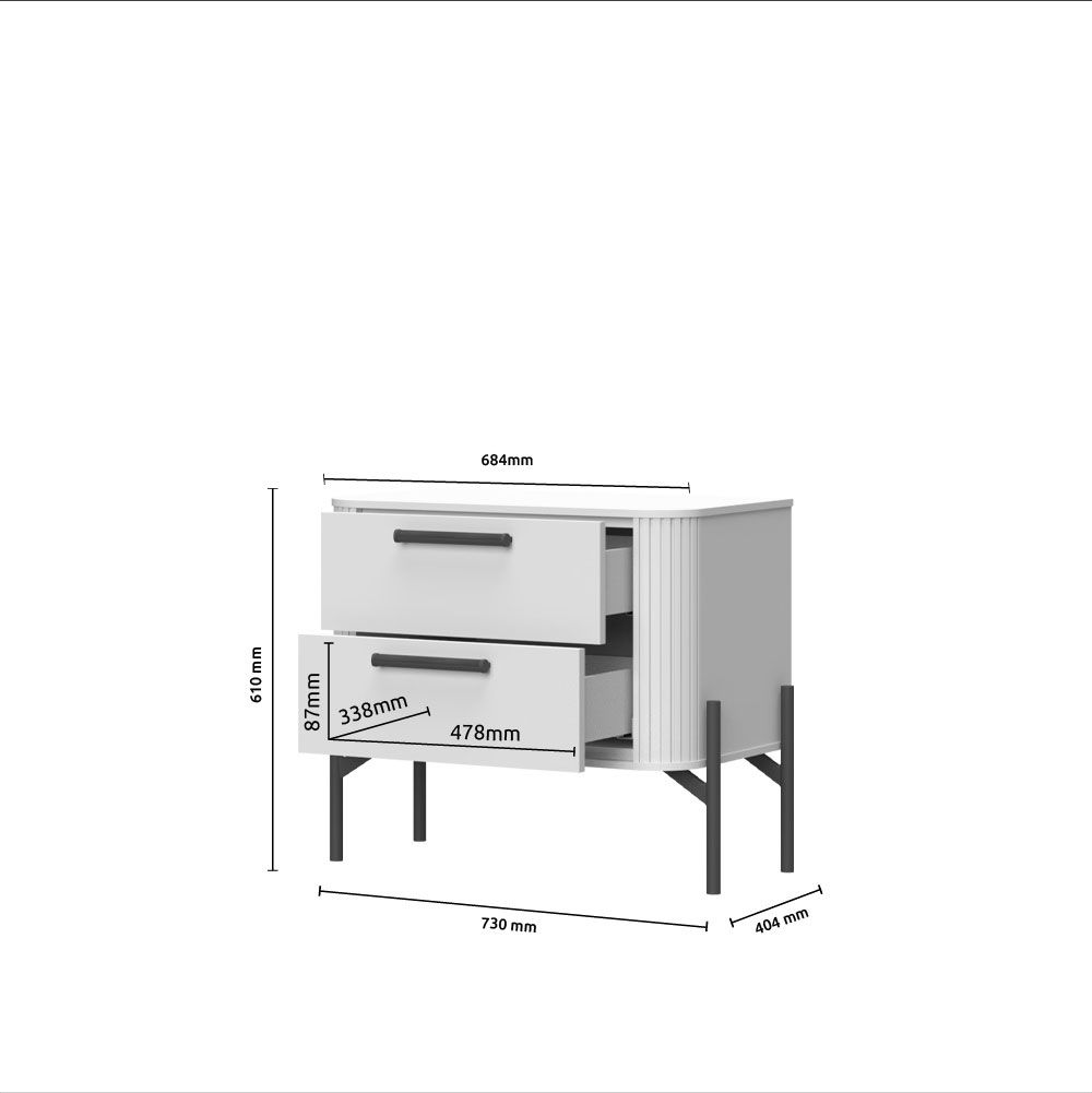 spalnica rondo - dimenzije nočne omarice