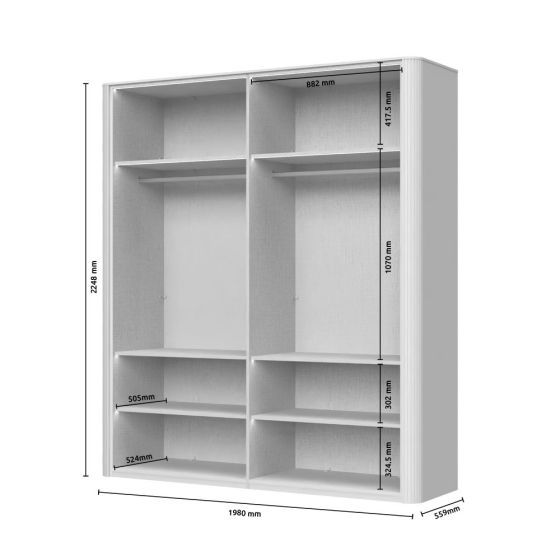 Garderobna omara RONDO P4R-2OG/RO dimenzije