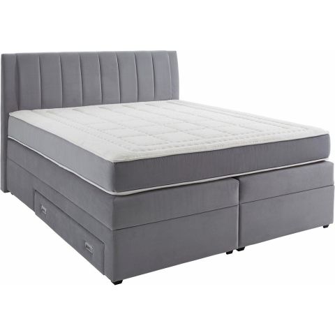 Box spring postelja JASMINA (140x200, siva - Orion 102, 144x214x120)