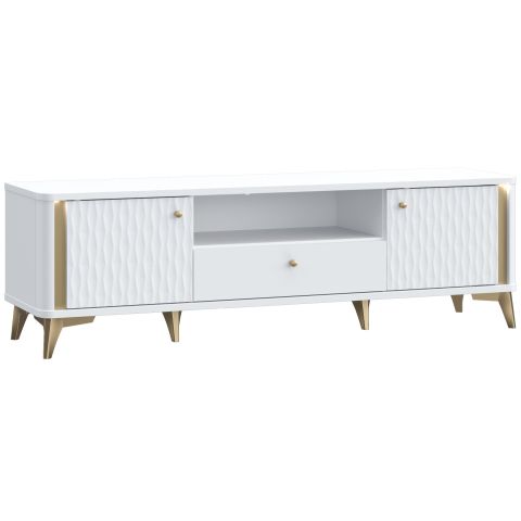 TV Komoda FORREST HILLS bela + zlata FTHT131B-M841
