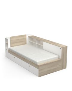 Postelja LIFE 385304 (90x200, Obrnljiva, kronberški hrast + bela)