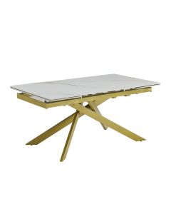 Raztegljiva miza GOLDIE (160+40+40)x90x76 cm bela in zlata