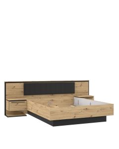 Postelja IZO 160x200 hrast + črna  IZXL1162-M361