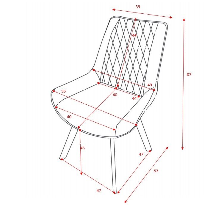 Jedilniški stol Dylan dimenzije