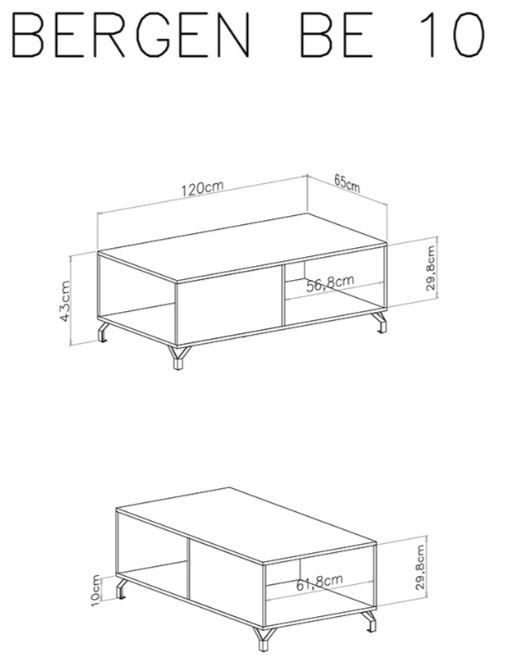 Klubska miza BERGEN dimenzije