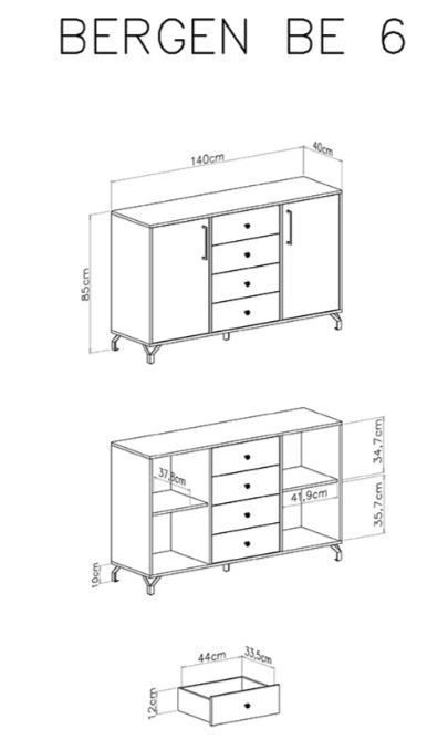 Večja komoda BERGEN dimenzije