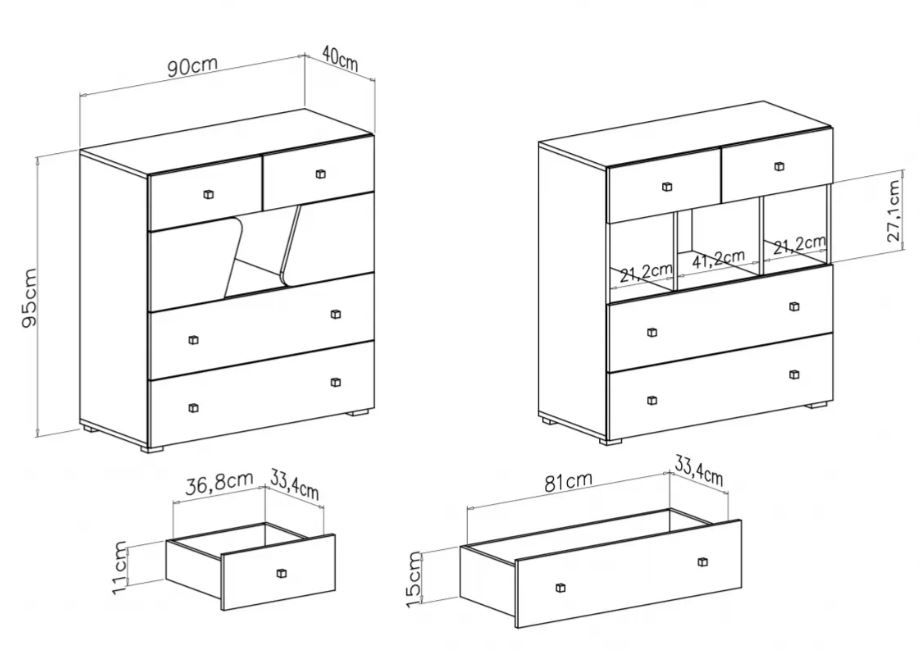 Komoda DL10 DELTA dimenzije