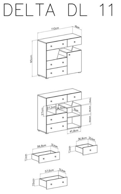 Komoda DL11 DELTA dimenzije