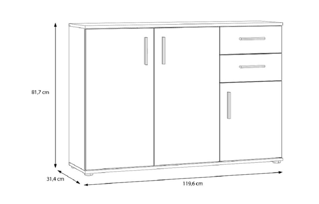Komoda IKOLIN 120cm dimenzije
