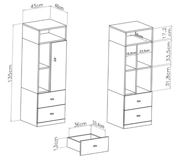 Komoda Mobi 7 dimenzije