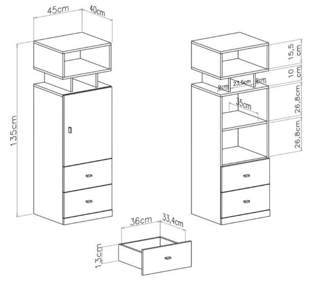 Komoda Mobi 8 dimenzije
