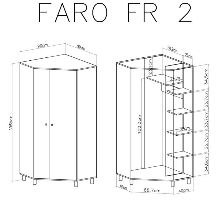 Kotna omara FR2 FARO dimenzije