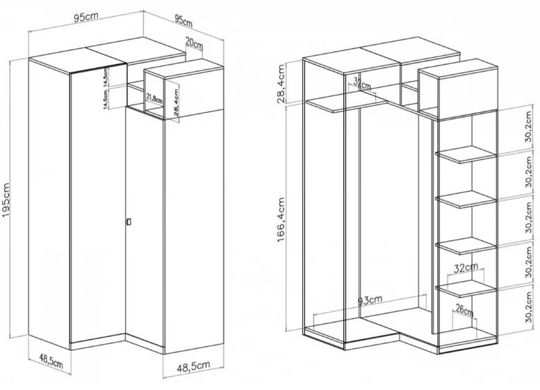 Kotna omara Mobi 1 dimenzije