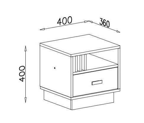 Nočna omarica Allmo AL20 dimenzije