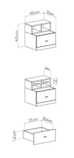 Nočna omarica Mobi 17 dimenzije