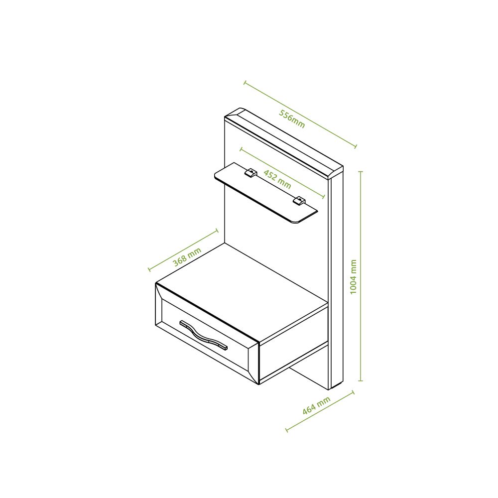 Nočna omarica GALA NS1-R/L/GL dimenzije