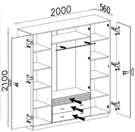 Garderobna omara Allmo AL16 dimenzije