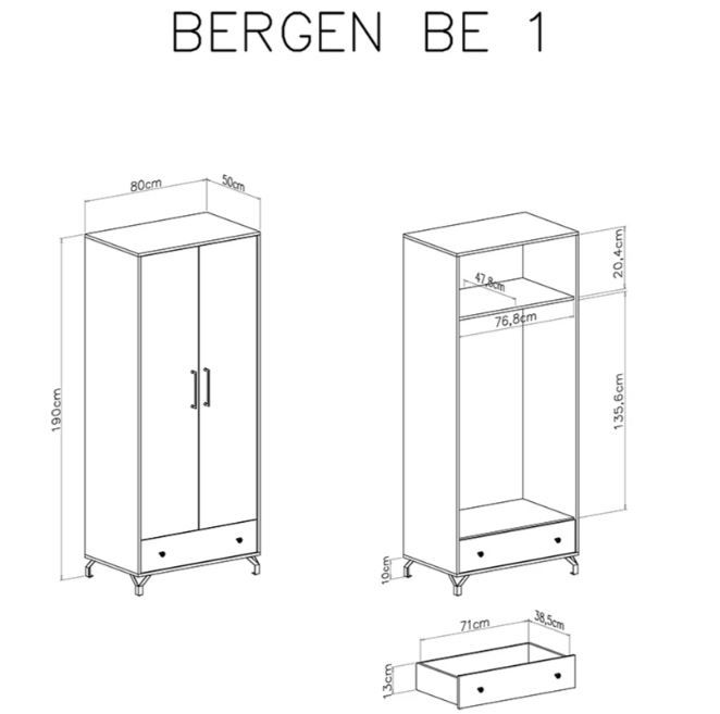 Dvodelna omara BERGEN dimenzije