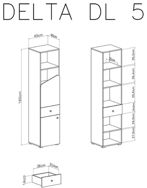Visoki element DL5 DELTA dimenzije