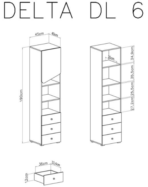 Visoki element DL6 DELTA dimenzije