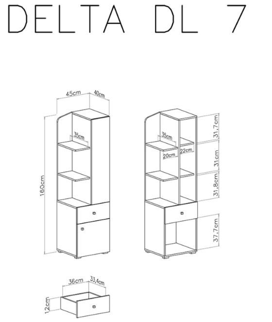 Visoki element DL7 DELTA dimenzije