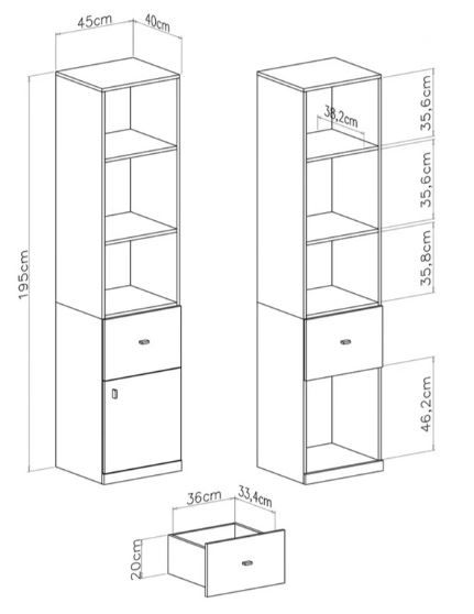 Poličnik Mobi 5 dimenzije