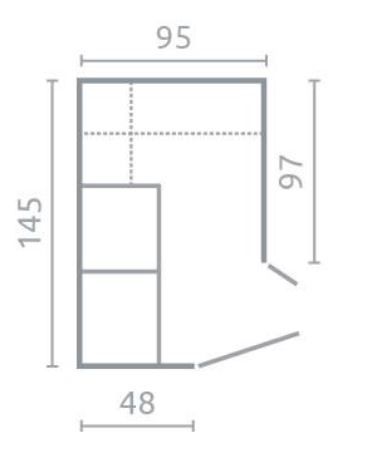 Kotna garderobna omara NANO dimenzije