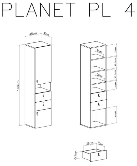 Visoki element PL4 PLANET dimenzije