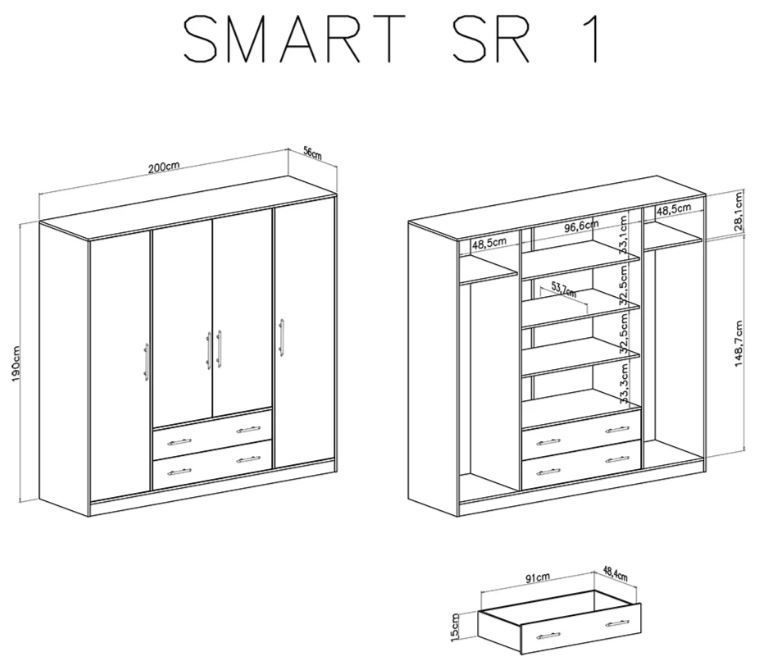 Garderobna omara SMART SR1 dimenzije