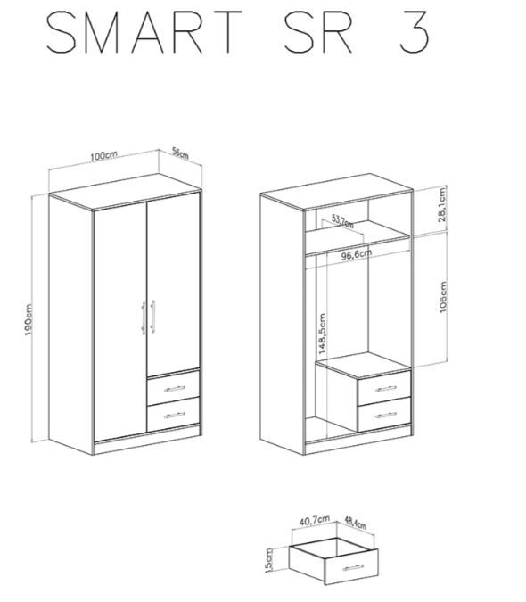 Garderobna omara SMART SR3 dimenzije