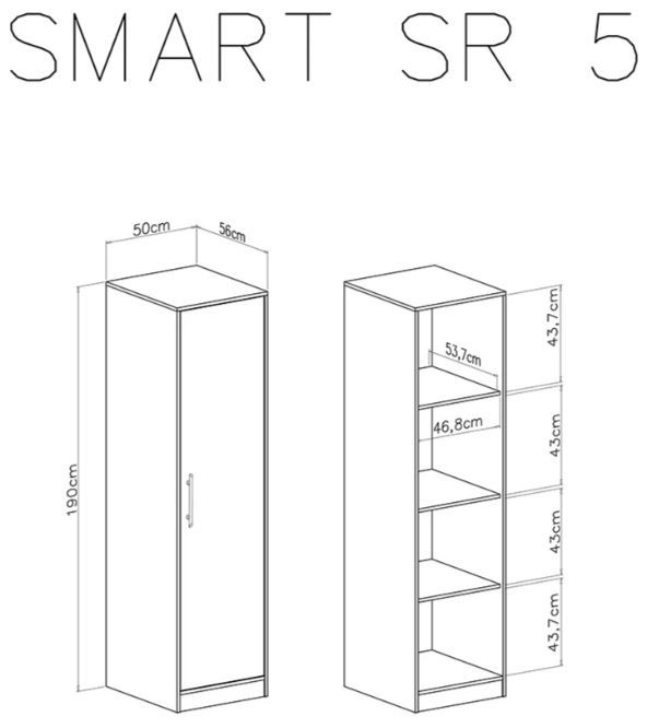 Enodelna omara SMART SR5 dimenzije