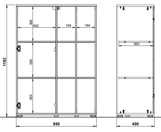 Omara za pisarno Lioni dimenzije