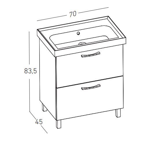 Kopalniški sestav SENA z nogicami 70cm dimenzije
