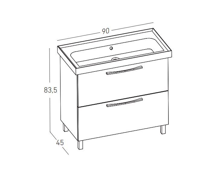Kopalniški sestav SENA z nogicami 90cm dimenzije