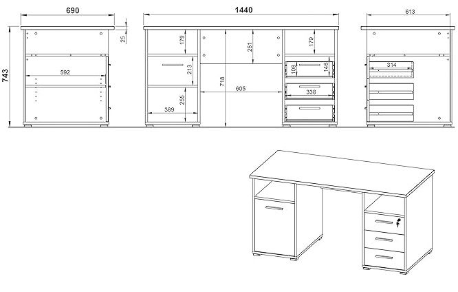 Pisalna miza 4080 dimenzije