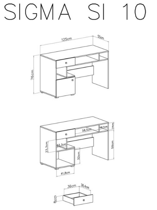 Pisalna miza SIGMA dimenzije