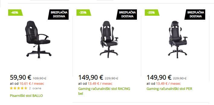 akcija pisarniških stolov