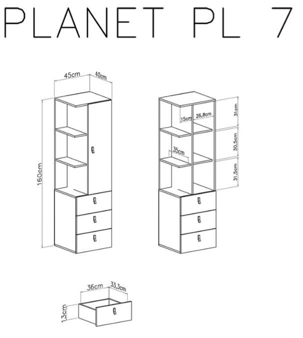 Nizki element Planet PL7 dimenzije