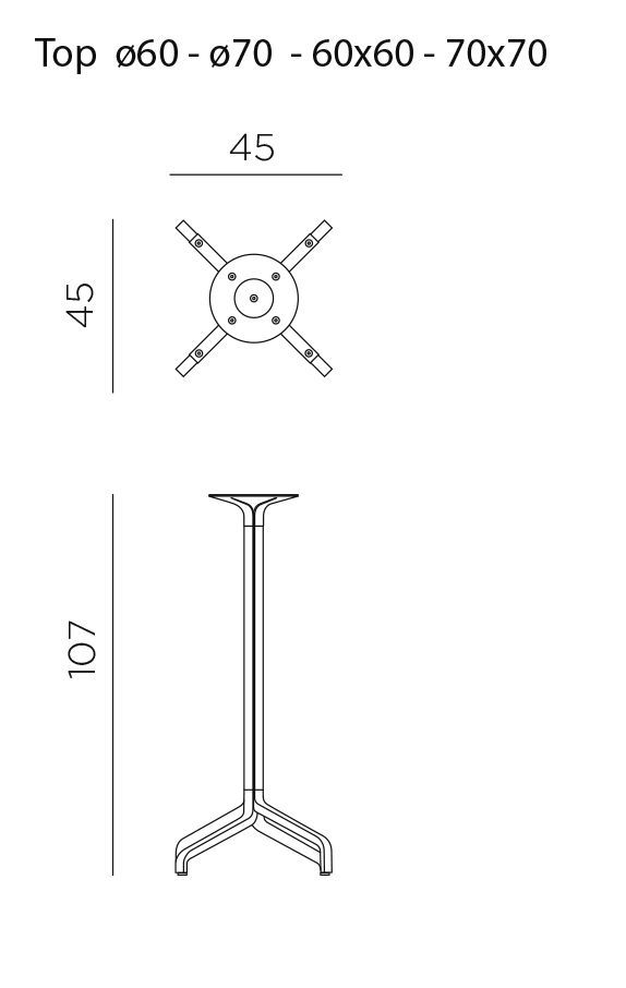 Podnožje za mizo Frasca High Fix dimenzije