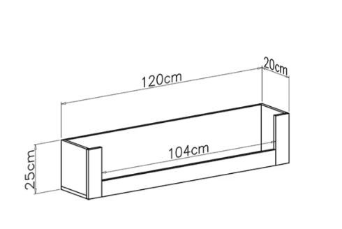 Viseča polica BERGEN 12 dimenzije