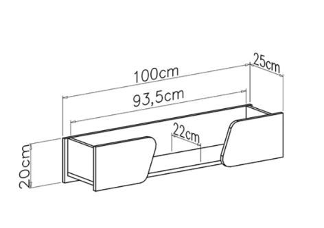 Stenska polica DL12 DELTA dimenzije