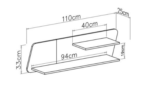 Stenska polica DL13 DELTA dimenzije