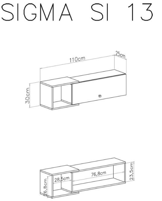 Polica s predalom SIGMA dimenzije