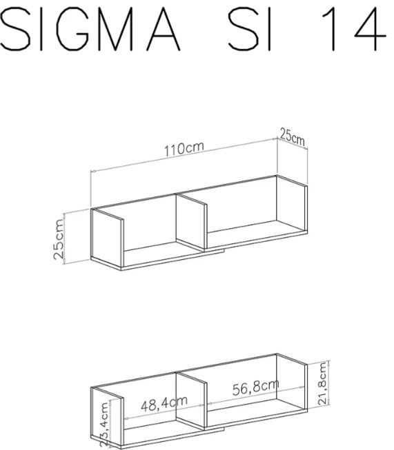 Stenska polica SIGMA dimenzije