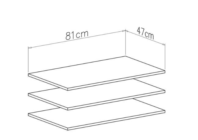 Police za drsno omaro DUCA I dimenzije