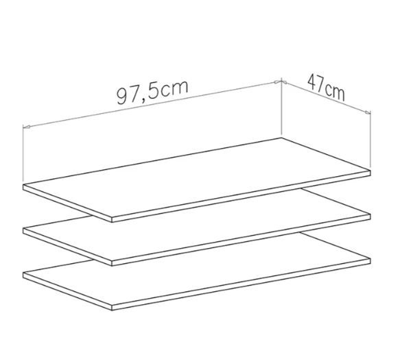 Police za drsno omaro DUCA II dimenzije