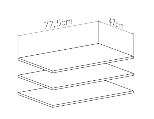 Police za drsno omaro DUCA III dimenzije