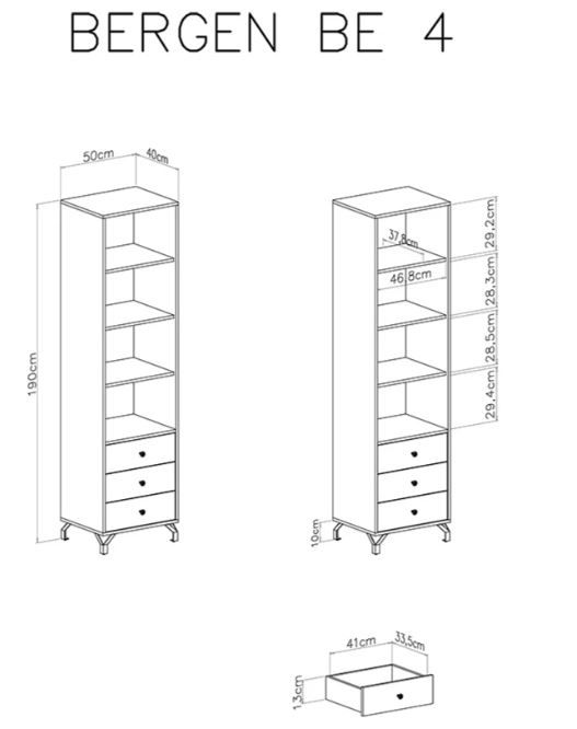 Poličnik BERGEN dimenzije