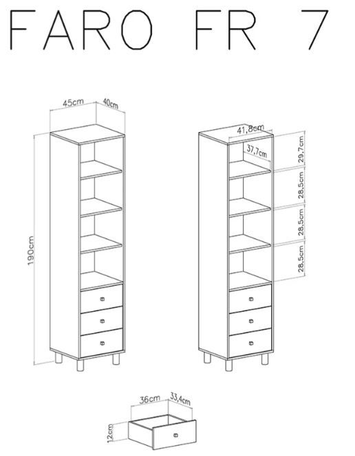 Poličnik FR7 FARO dimenzije