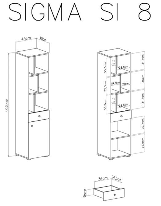Visoki element SIGMA 8 dimenzije